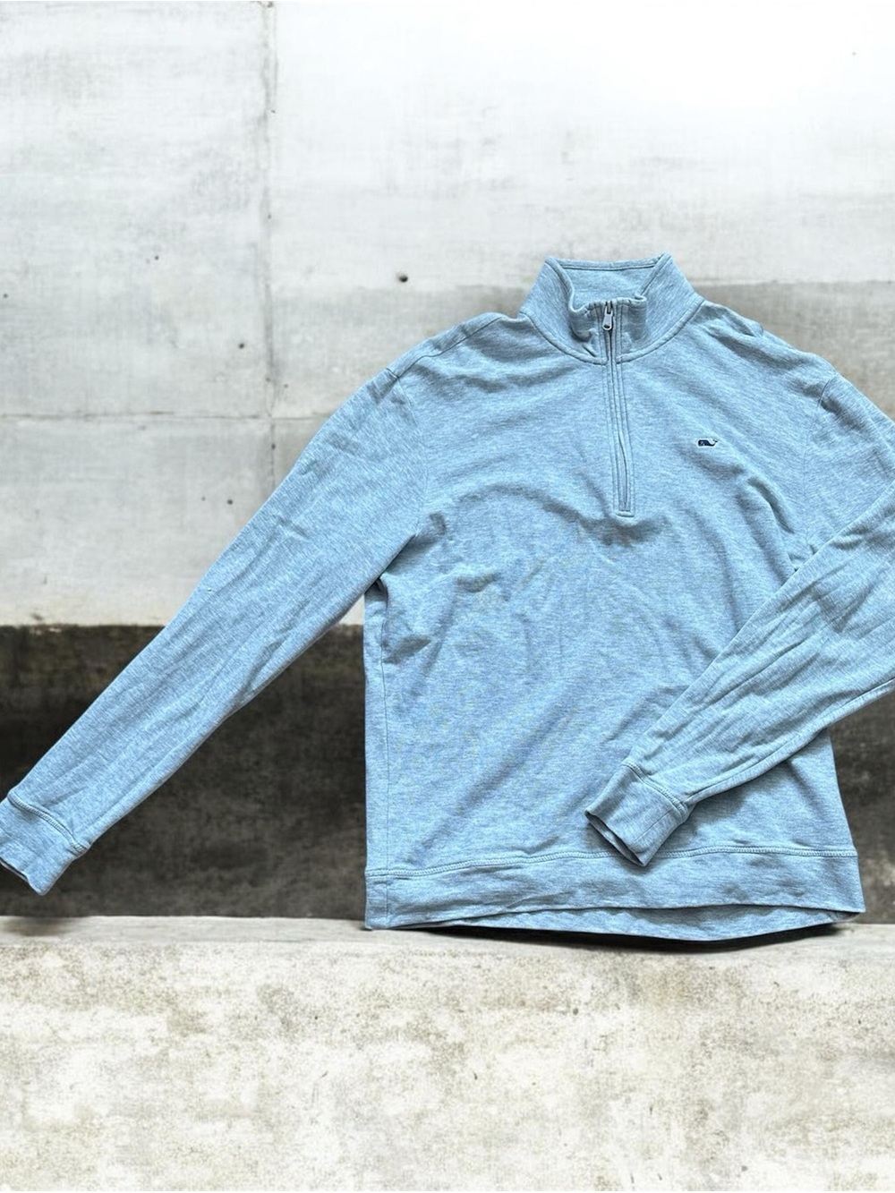 Vineyard Vines Heather Light Blue Quarter-Zip Pullover